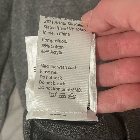 NEW Udel New York Charcoal Grey Knit Pleated Collar Long Sleeve Top Size Large - Picture 7 of 9